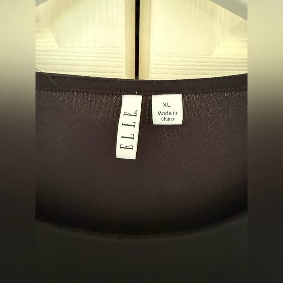 Elle Women’s Faux Wrap Blouse Top Black Size XL 3/4 Sleeves - Picture 4 of 7